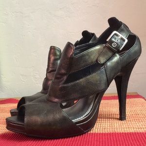 Diba Bronze Cage Stiletto Sandals sz 9